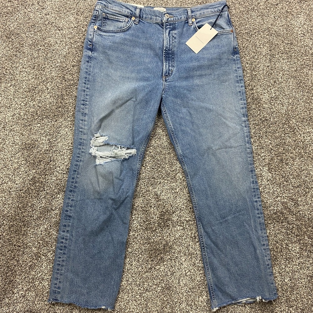 Citizens of Humanity Jeans Womens 33 Daphne Crop Light Distressed HighRise 35X26